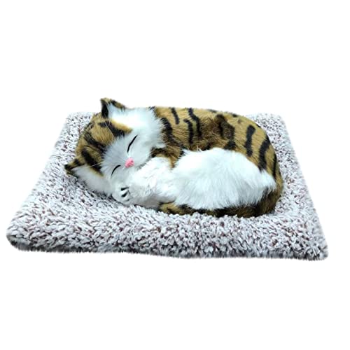 JiangYC Lindo Juguete de Animal de Felpa de Gato simulado, Gato de Felpa durmiendo Que croaks, Perfecto para Regalos de cumpleaños, decoración para el hogar,D