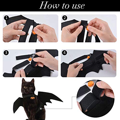 JIASHA Halloween Disfraz De ala De Murciélago Disfraz De Gato con Campana De Calabaza, Traje De Cosplay De Perro Mascota ala De Murciélago para Carnaval, Halloween Y Cumpleaños