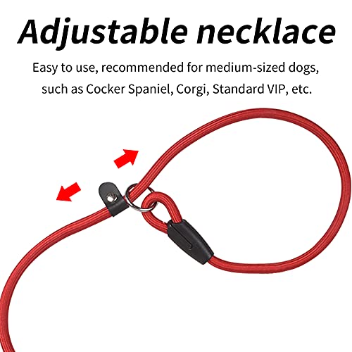 Jinlaili 2 Pzs Ajustable Collar Correa de Perro Mascota en Nylon, Trenzada Correa Retriever, Cuerda de Entrenamiento con Manija de Control, Correas para Perros Pequeños Medianos Grandes (Negro+Rojo)