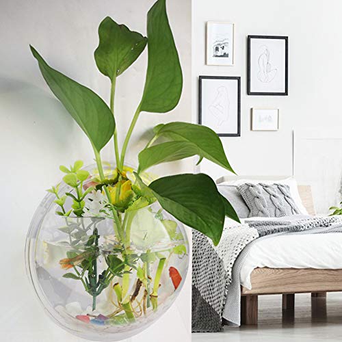 JKIOHO Paquete de 2 peceras colgantes en la pared, cuenco de pescado montado Betta Tanque de plantas de peces colgando pecera, florero, decoración del hogar