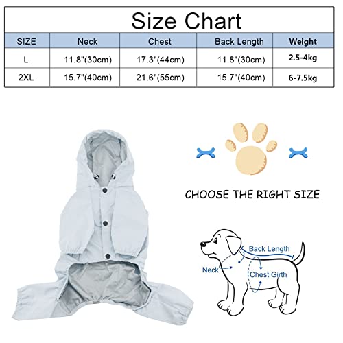 Jodsen Impermeables para Perros Mascotas,Impermeable Ajustable con cordón para Cachorros al Aire Libre,Chaqueta para Cachorro con Capucha Resistente al Agua para Perro pequeño Blue L