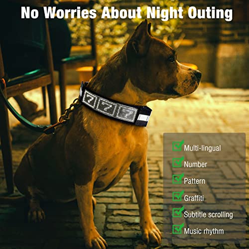 Jooheli Collar Luminoso Perro, Collar LED Perro, Collar Perro Luz con Recargable Ajustable Seguridad para Perros Grandes Medianos PequeñOs, Conexión Bluetooth y Diseño de Pantalla Tuya