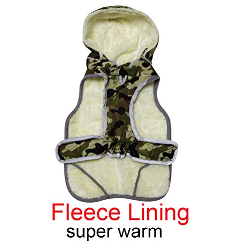 JoyDaog Sudadera con capucha para perros medianos y cálidos para cachorros de invierno frío impermeable abrigos para perros con capucha, camuflaje verde M