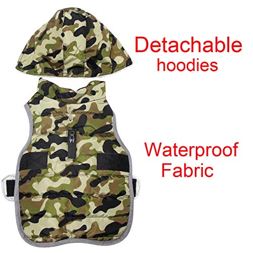 JoyDaog Sudadera con capucha para perros medianos y cálidos para cachorros de invierno frío impermeable abrigos para perros con capucha, camuflaje verde M