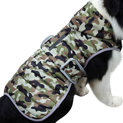 JoyDaog Sudadera con capucha para perros medianos y cálidos para cachorros de invierno frío impermeable abrigos para perros con capucha, camuflaje verde M