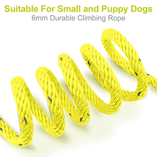 Joytale Correa de Adiestramiento para Perros, 15M Correas Largas con Asa Acolchada y Dos Mosquetones para Perros Pequeños y Cachorros, Amarillo Neon