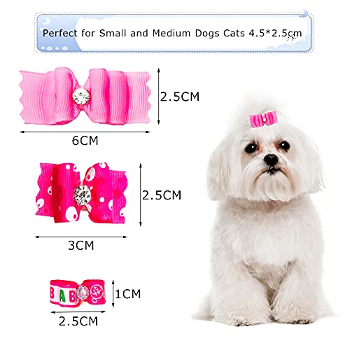 JpGdn 50 unidades/25 pares de lazos para el pelo para niñas pequeñas con banda de goma para perritos, gatos, conejos, conejos, Yorkie Shih Tzu Hair Bowknot Accesorios de aseo