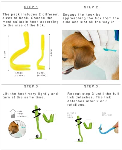 Juego de 2 ganchos para quitar garrapatas para mascotas, para perros, gatos, conejos, caballos, ovejas, toros, ovejas, ovejas, toros, ovejas, ovejas, ovejas,