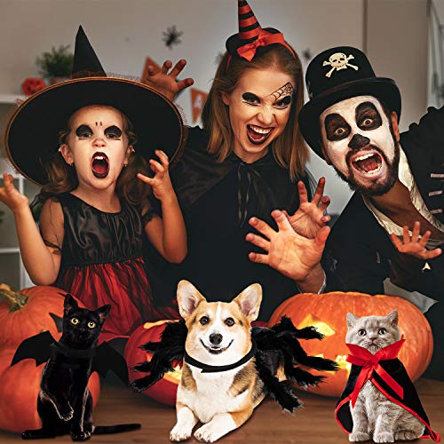 Juego de 3 Piezas Disfraces de Perro Gato de Halloween, Capa de Vampiro Bruja Alas Murciélago Mascota Accesorios de Disfraz de Mascotas Alas de Araña de Mascota de Imitación Gigante de Halloween