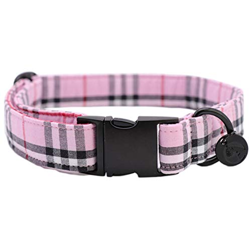 Juego de Collar y Correa de Tela Escocesa Rosa para Perro con Pajarita Collar de Regalo de cumpleaños de algodón para Cachorro de Mascota Ajustable, XS