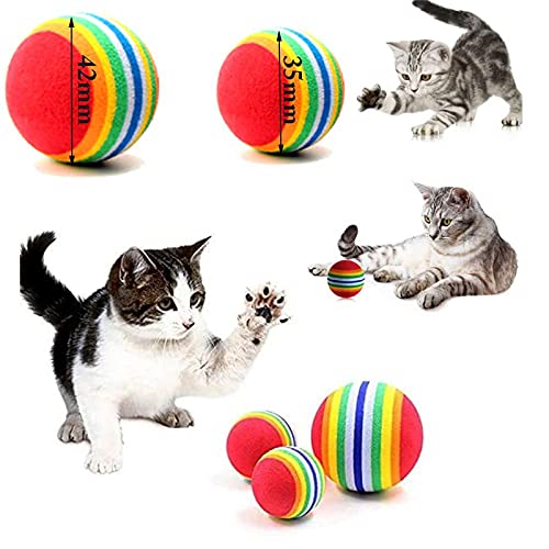 Juguete Colorido Bola Animal Doméstico Pelotas Espuma Mascotas Juguetes Bolas Espuma Gato Eva para Perros, Cachorros, Gatitos, Juego/Entrenamiento Interactivo, Estimulación Instinto Caza (6 Piezas)