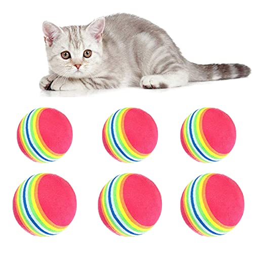 Juguete Colorido Bola Animal Doméstico Pelotas Espuma Mascotas Juguetes Bolas Espuma Gato Eva para Perros, Cachorros, Gatitos, Juego/Entrenamiento Interactivo, Estimulación Instinto Caza (6 Piezas)