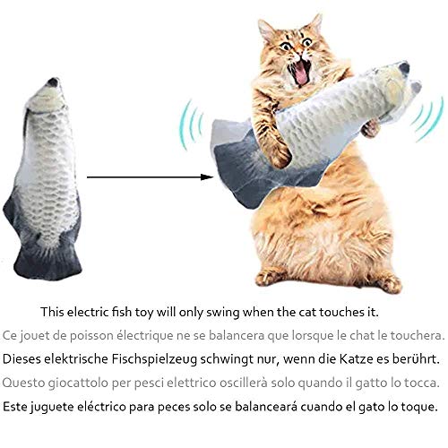 Juguete eléctrico para gato con forma de pez, realista juguete de hierba gatera, divertido juguete interactivo, para mascotas divertidas y mordidas, suministros para gato/gatito/gatito