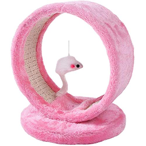 Juguete Mascotas 24cm Lindo Árboles para Gatos con Juguete de Peluche Altura Arañazo Gatos Juguetes de Sisal Natural Rascador para Marco Arañazo Gato (Color : Pink)