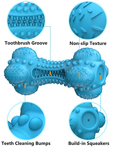 Juguete Masticable Para Perro, Juguete Para Mascotas Indestructible y Chirriante Hueso de Goma Natural Cepillo de Dientes para Masticadores Agresivos de Media Razas Grandes Limpieza de Dientes