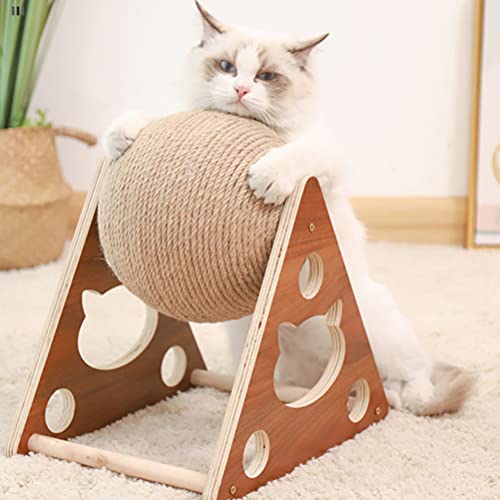 Juguete para Gatos - Bola de Cuerda de sisal Juguete para Gatos Marco de Escalada para Gatos Juguete para Mascotas Juego Interactivo Herramienta para rascar Estante de Madera para Muebles de Interior