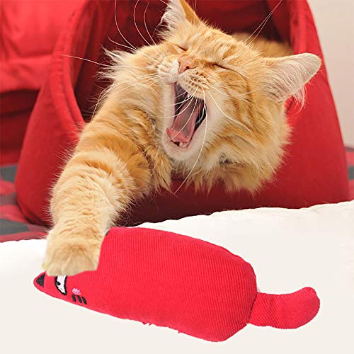 Juguete para Gatos para Mascotas Tela De Algodón Puro Resistente Al Desgaste Molar Lindo Gato con Hierba Gatera Incluido Juguetes para Masticar De Dibujos Animados Almohada Red