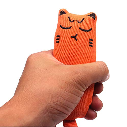 Juguete para Gatos para Mascotas Tela De Algodón Puro Resistente Al Desgaste Molar Lindo Gato con Hierba Gatera Incluido Juguetes para Masticar De Dibujos Animados Almohada Red