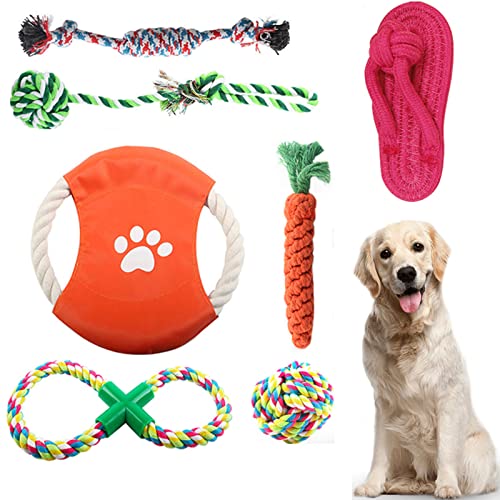 Juguetes para Cachorros Perros Cuerda para Masticar Interactivos, Durable Juguetes para Perros Entrenamiento de Dentición,7 Piezas