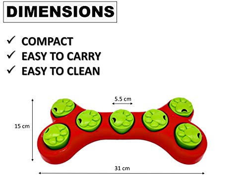 Juguetes para mascotas Ocultar y tratar huesos de rompecabezas, juguetes interactivos para perros para aburrimiento y tren tazón de juguete para actividades de perro (rojo)