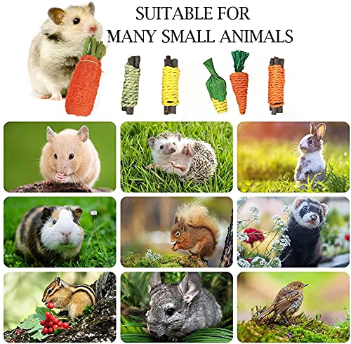 通用 Juguetes para Masticar Conejos, 7 Pieza Pequeños Animales Juguetes para Masticar, Juguete Dientes de Molienda para Conejos, Cuidado Dental, Apto para Conejos, Cobayas, Hamsters