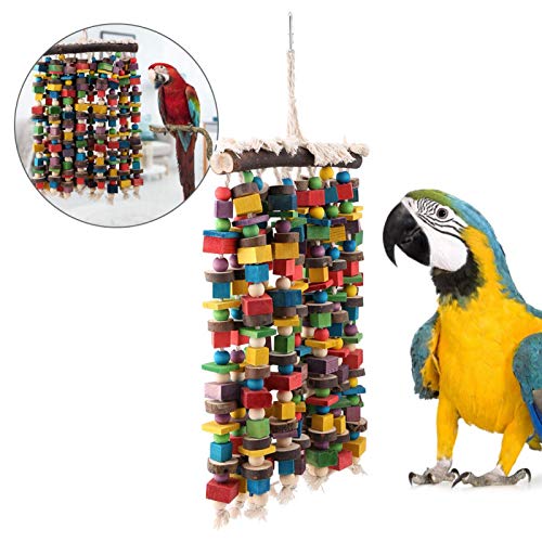 Juguetes para Masticar Pájaros, Masticar Y Acicalarse Loro Juguete Loro Colorido Juguete de Madera Herramientas para el Cuidado del Pico con Percha para Mascota Loro Periquito Periquito Cockatiel