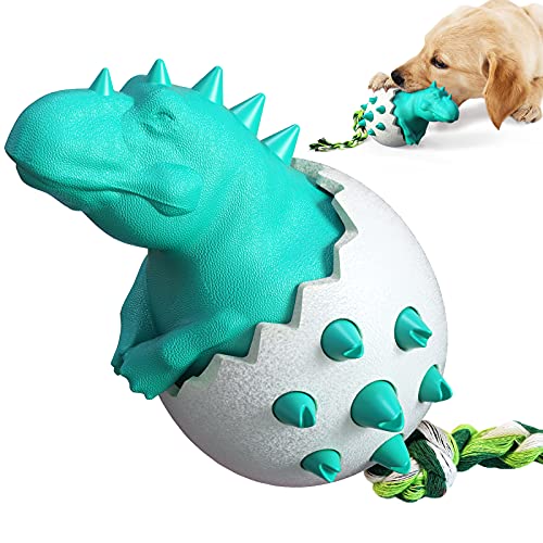 Juguetes para Masticar Perros, Juguetes de Goma duraderos para Perros para masticadores agresivos, Huevos de Dinosaurio Juguetes Resistentes para Entrenar y Limpiar los Dientes (Azul)