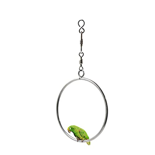 Juguetes para Pájaros Columpio para pájaros de Acero Inoxidable — Accesorios de Jaula para Pájaros，Anillos Colgantes para Jaula de Pájaros, Jardín y Ventanas， Columpio para Loros，1 Pieza.