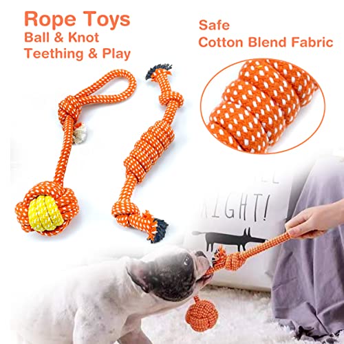 Juguetes para Perros, Juguete de Peluche para Cachorro, Cuerdas con Bolas para Masticar y dentición, Juguetes interactivos, 9 Paquetes de Regalo, Raza pequeña y Mediana (Fruta)