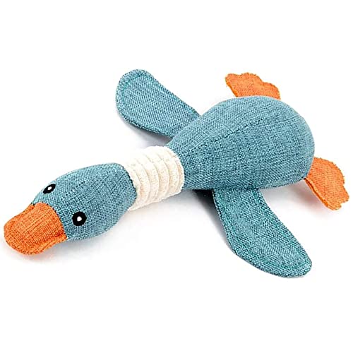 Juguetes para Perros Juguete Perro Mascotas Accesorios Peluche Cachorros Interactivo Pequeños Juegos Dog Toys Forma De Ganso Salvaje, Suave, Regalo Azul Versión Sorpresa