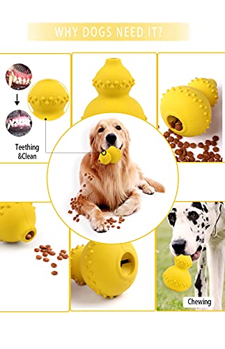 Juguetes para Perros, Juguete Perro Resistentes Pelota Perro Fuertes para Perros Grandes Pequeños Medianos Morder Interactivos Dispensador Comida (Amarillo)