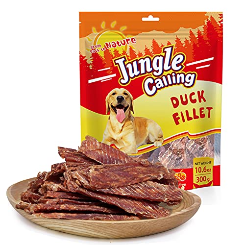 Jungle Calling Snack Pato Secado, Pato Snack Molar para Perro, Snack para Perro Secado Congelado, Filete Largo de Carne de Pato,Bocadillo, 300 g