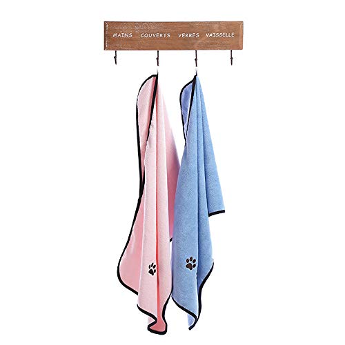 JUNSHUO Toallas para Mascotas, 2 Piezas Toalla de Secado Rápido para Perro,Toallas Absorbentes para Mascotas, Toalla de Baño para Mascotas, Suaves y Cómodas (50 x 90 cm, Rosa, Azul)