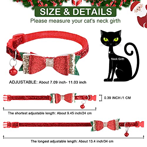 Jupsk 4 piezas de juguetes navideños para gatos, collar navideño para gatos con campana de pajarita, calcetines navideños para gatitos, bolas, campana, accesorios navideños para gatos y juguetes