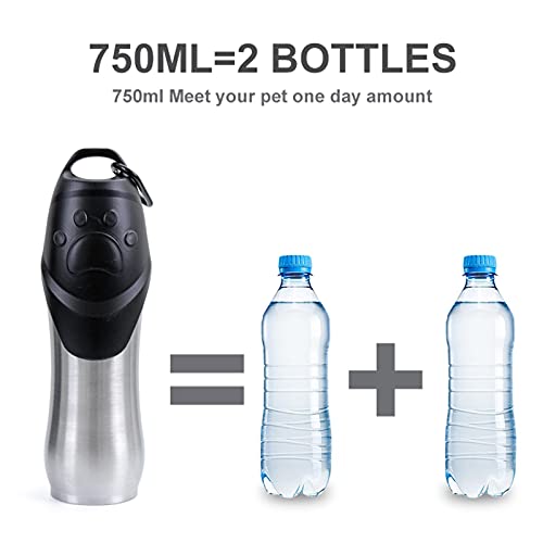 JWDS Botella de Agua para Perros 750Ml Pet Pet Botellas De Agua Autriente Botas De Acero Inoxidable Botellas por Publico Bebida Clean Alimentación De Agua De Alimentación De Alimentación Porteporte