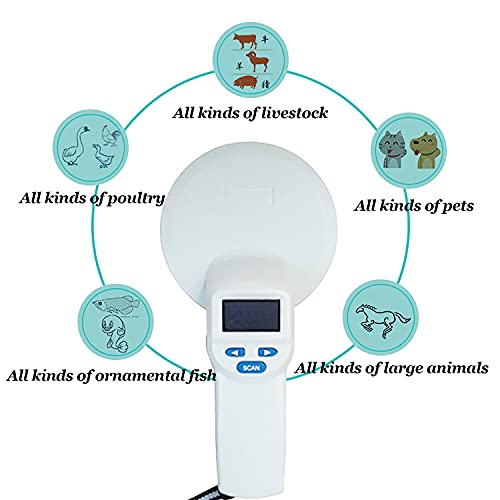 JYKCBP Lector De Chips De Animales, Puede Identificar EMID, FDX-B, ISO11784 / 85, Puede Almacenar 6000 Datos, Pantalla OLED, Adecuado para Resolver La Pérdida, El Abandono Y La Supervisión Difícil