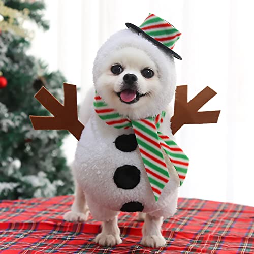 Kabxhueo Disfraz de Perro de Navidad, Disfraz de perr Papa Noel Diseño de muñeco de Nieve Ropa para Mascotas Sudadera con Capucha para Gato Perro Talla S M L,S