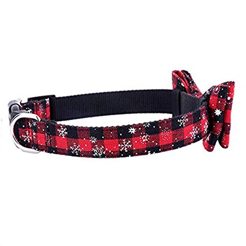 KAEHA SUN-034-00-S diseño Pajarita Collar de Copo de Nieve de Navidad de Vacaciones Ajustable con Lazo de algodón Rojo para Cachorro de Perro pequeño Mediano