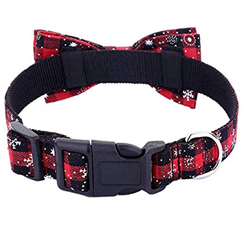 KAEHA SUN-034-00-S diseño Pajarita Collar de Copo de Nieve de Navidad de Vacaciones Ajustable con Lazo de algodón Rojo para Cachorro de Perro pequeño Mediano