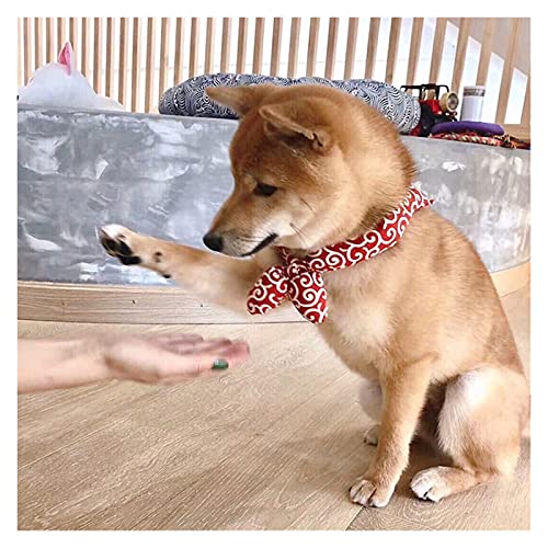 KAITUO Bandana para perro, baberos de algodón para mascotas, bufanda de cachorro, estilo japonés, ajustable, pajarita, accesorios para aseo de mascotas para Shiba Inu (color: azul, tamaño: M.)