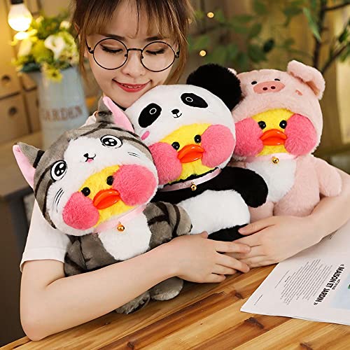 KALUO Juguetes de peluche de 30 cm patos que usan ácido hialurónico pequeño pato amarillo juguetes rellenos de pato transforma a cerdo gato panda perro conejo (perro)