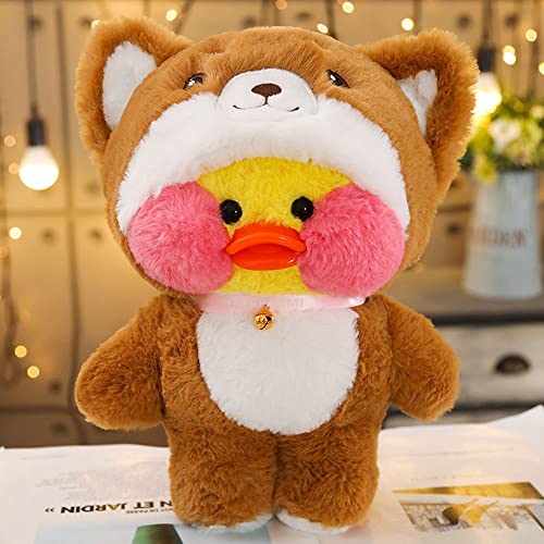 KALUO Juguetes de peluche de 30 cm patos que usan ácido hialurónico pequeño pato amarillo juguetes rellenos de pato transforma a cerdo gato panda perro conejo (perro)