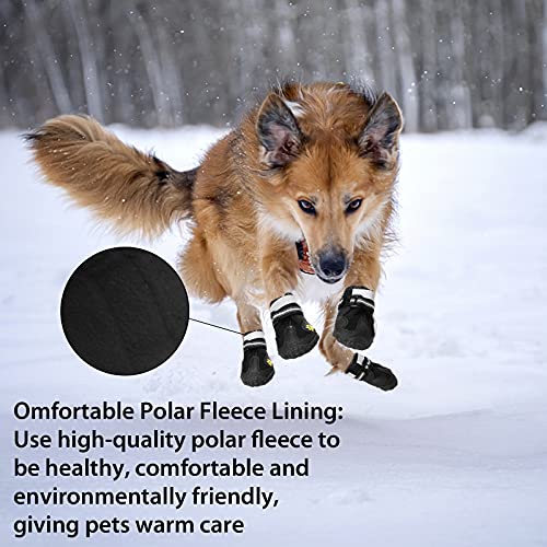 KAMEUN Botas para Perros, 4pcs Antideslizante Botas Perro con Correa de Cierre Adjustable, Impermeables para Perros Botines con Tira Reflectante Botas para Perros Pequeños Medianos Grandes