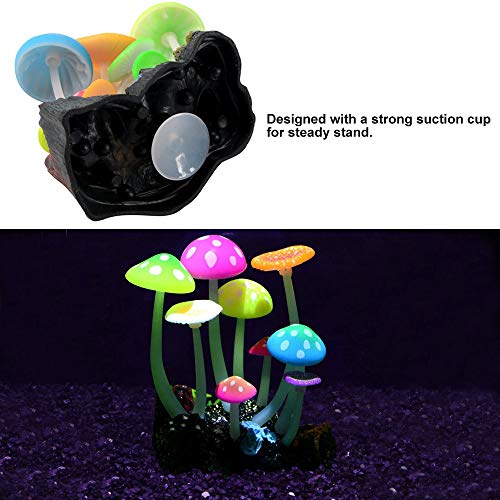 KBNIAN 4 pcs Medusa Pecera + 1 pcs Hongos Artificiales Medusas Artificiales de Silicona Peceras Adornadas Planta Artificial de Acuario Medusas Flotantes y Hongos Luminosos para Decorar Pecera Acuario