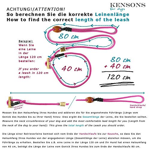 Kensons - Correa Antideslizante para Perros, Color marrón Oscuro con Tope para Tirar