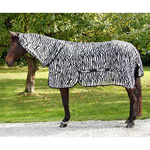 Kerbl RugBe Zebra - Manta antimoscas para Caballo con Cuello (145 cm)