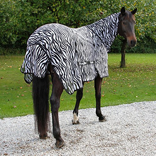 Kerbl RugBe Zebra - Manta antimoscas para Caballo con Cuello (145 cm)