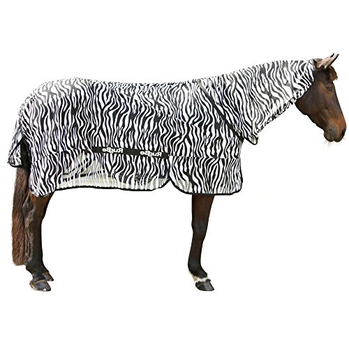 Kerbl RugBe Zebra - Manta antimoscas para Caballo con Cuello (145 cm)