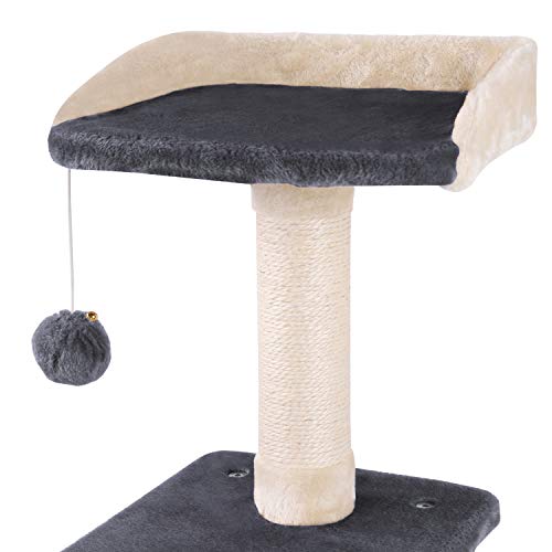 KExing Árboles para Gatos Rascador para Gatos Sisal Plush con Pelota 100cm, Gris y Beige