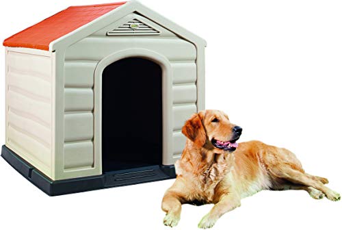 KG KITGARDEN - Caseta de jardín para perro grande, 90x92x89 cm, Beige/Terracota, Kennel Large